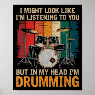 Poster Percussionista Tocando Para Amantes de Bateria Bat