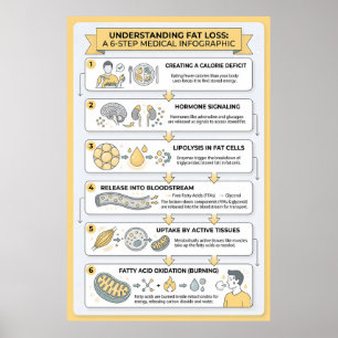 Poster Perda de Gordura: Uma Infografia Médica de 6 Etapa