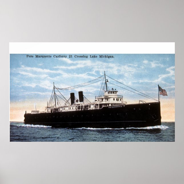 Poster Pere Marquette Car Ferry 21 Crossing Lake Michigan (Frente)
