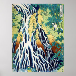 Poster Peregrinos na Cachoeira Kirifuri arte japonesa