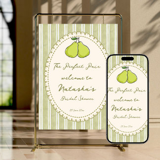 Poster Perfect pair pear bridal shower welcome sign