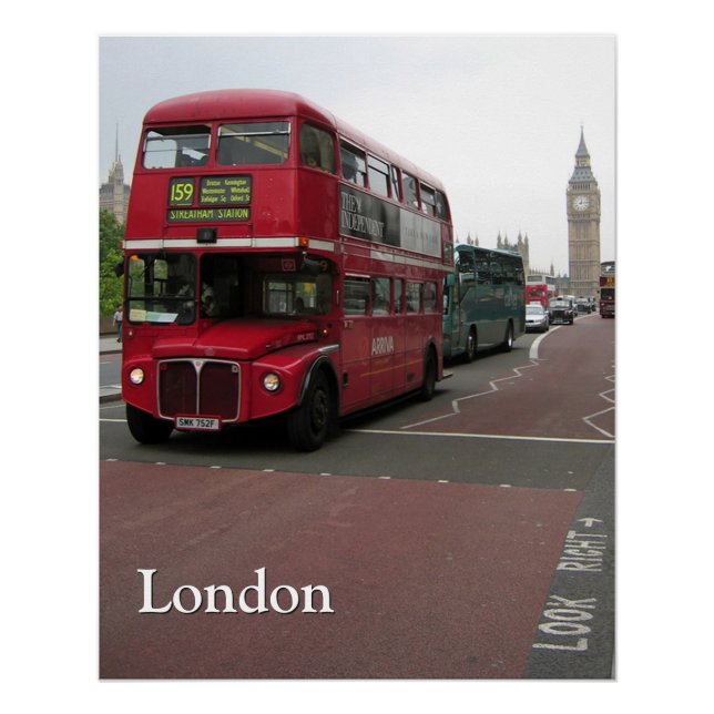 Póster Perfeito London Bus de dois andares (Frente)
