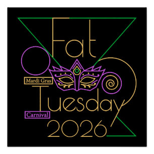 Póster Perfeito para o Mardi Gras 2026