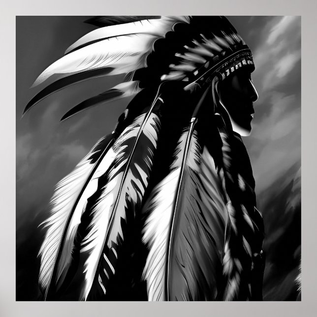 Poster perfil Black White Native Man (Frente)