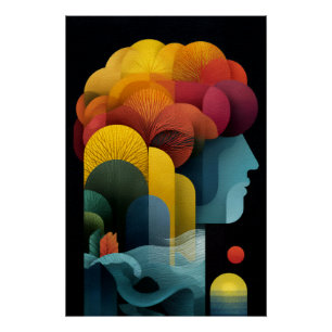 Póster Perfil Botânico da Mente Camadas Vibrantes
