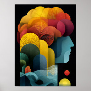 Poster Perfil Botânico da Mente Camadas Vibrantes