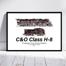 Poster Perfil da Locomotiva a Vapor C&O Classe H-8 Allegh