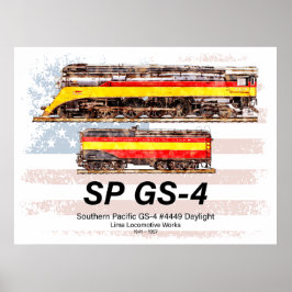Poster Perfil da locomotiva GS-4 Daylight da Southern Pac