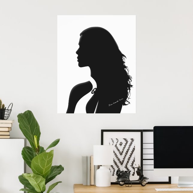 Poster Perfil da Mulher Chic - Arte Contemporânea Minimal (Escritório em casa)