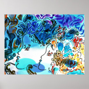 Poster Perfis de cor d'água coloridos do estilo Peter Max