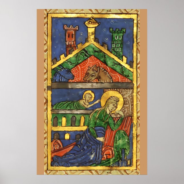 PÓSTER PERGAMINHO DE NATAL DA NATIVIDADE ANTIGA (Frente)