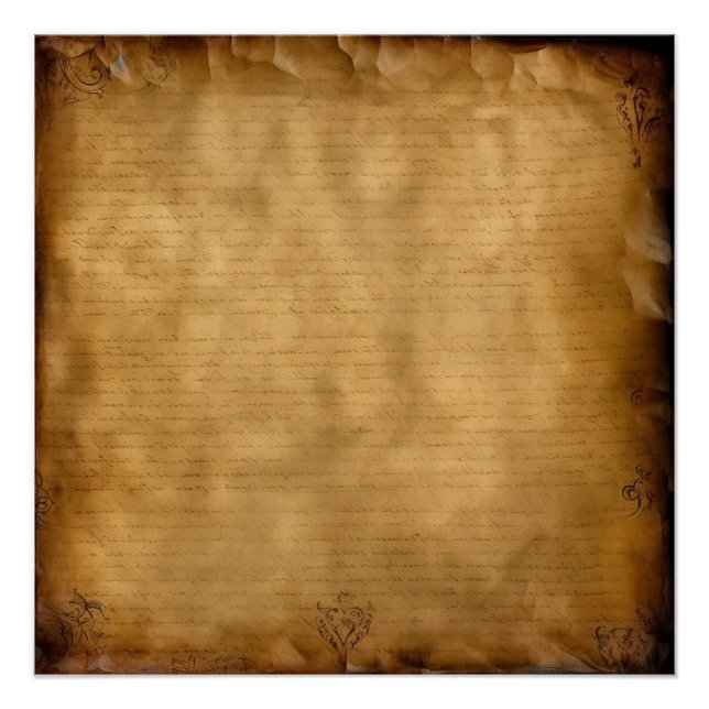 Póster Pergaminho de Vintage - Antecipação de Papel Antiq (Frente)