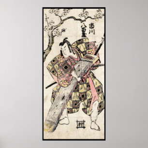 Póster pergaminho legal do japão samurai ukiyo-e