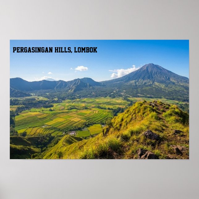 Poster Pergasingan Hill Sunrise Rinjani View Wall Art (Frente)