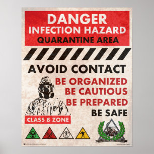 Póster Perigo! Área de perigo da infecção