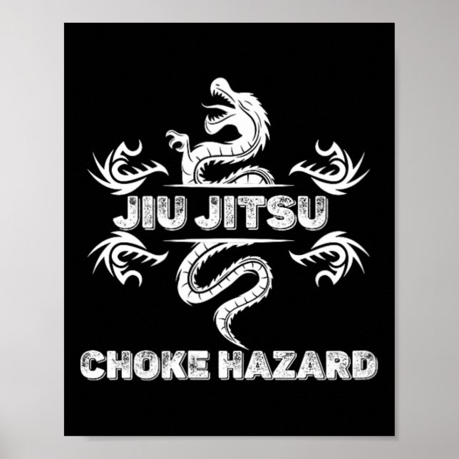 Poster Perigo de Asfixia de Jiu Jitsu Caratê Boxe Muay Th (Frente)