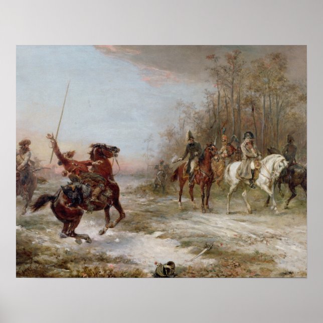Poster Peril de Napoleão em Brienne-le-Chateau, c.1891 (o (Frente)