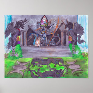 Poster Período do bebê da menina do templo do unicórni