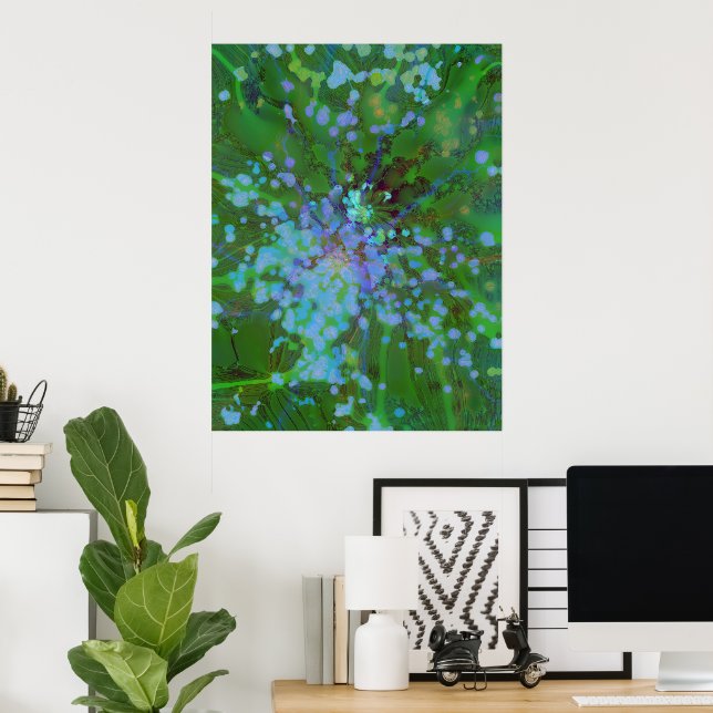 Poster Periwinkle Explosion Holographic Abstrato Art (Escritório em casa)