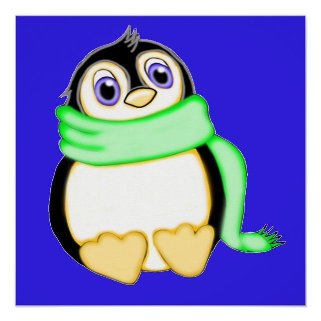 Póster Perky Penguin Blue Poster (Frente)