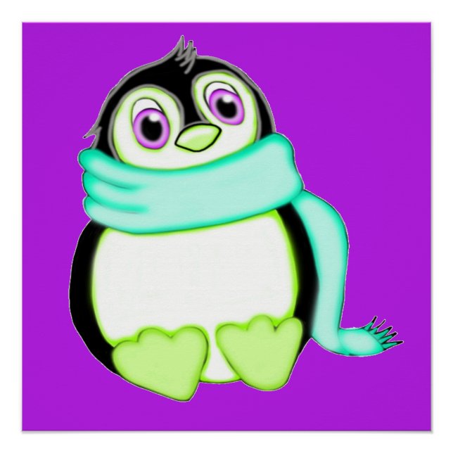Póster Perky Penguin Purple Poster (Frente)