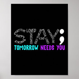 Poster Permaneça Semicolon Prevenção Suicida Sensibilizaç