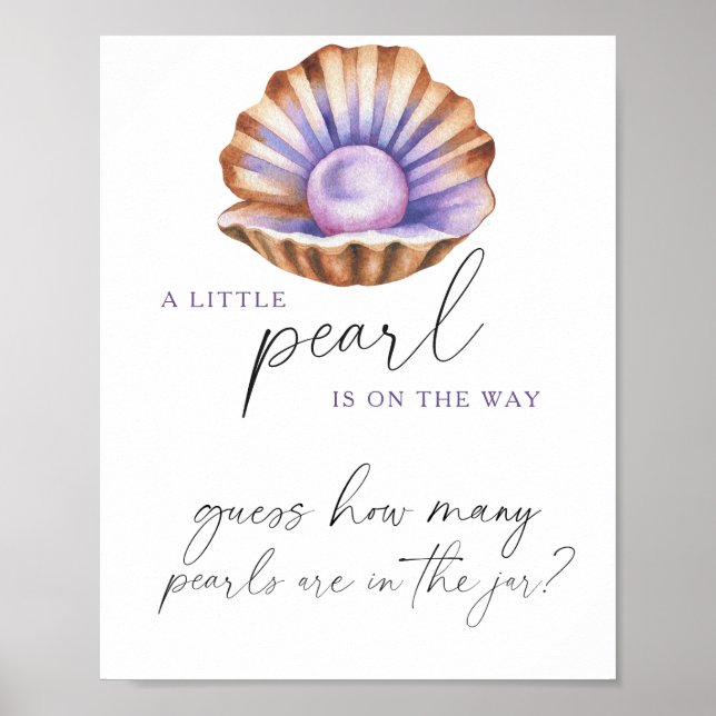 Poster pérola chá de fraldas adivinha quantas pérolas (Frente)