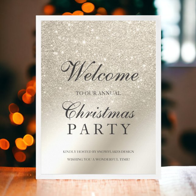Poster pérola marfim: marfim metálico bem-vindo Natal (pearl ivory glitter metallic welcome Christmas Poster)