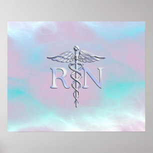 Póster Pérola médica da mãe do Caduceus de prata do RN