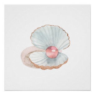 Póster Pérola Rosa no Poster de Campainha de Clam