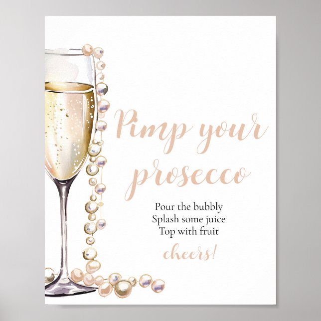 Poster Pérolas Douradas e Prosecco imp seu Prosecco Mimos (Frente)