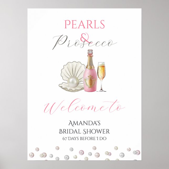 Poster Pérolas e Chá de panela Rosa Prosecco (Frente)