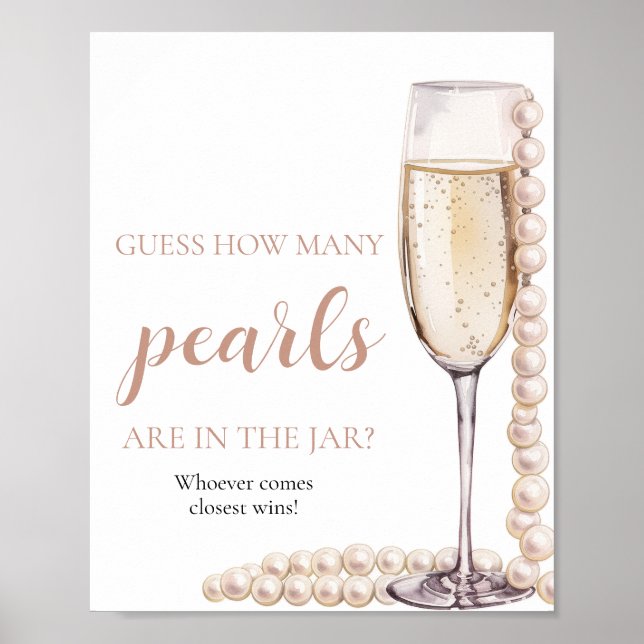 Poster Pérolas e Prosecco Adivinham Quantos Jogo de Pérol (Frente)