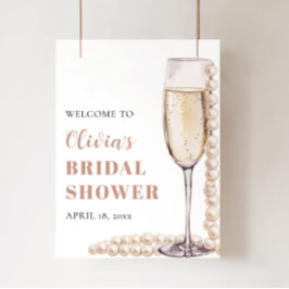 Poster Pérolas e Prosecco Sinal de Boas-Vindas para Chá d