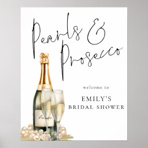 Poster Pérolas Imprimíveis Prosecco Bem-vindo ao Chá de p