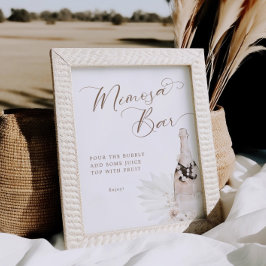 Poster Pérolas Neutras e Sinal de Bar Prosecco Mimosa