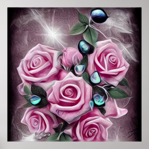 Poster Pérolas Pretas e Rosas Rosa