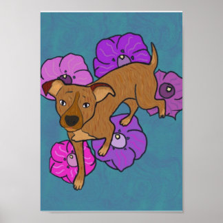 Poster Perro amigable con fondo botánico