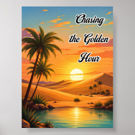 Poster Perseguindo a Paisagem do Deserto da Hora Dourada