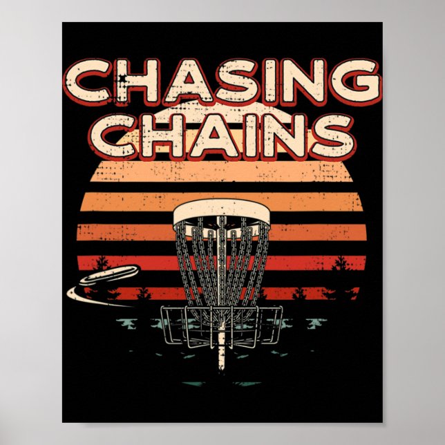 Poster Perseguindo Correntes Disc Golf Hobby Disc Golfer  (Frente)