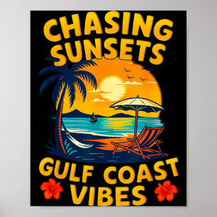 Poster Perseguindo Pôr do Sol Vibrações da Costa do Golfo