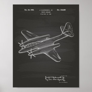 Poster Perseguit Airplane 1942 Painéis de arte patenteado