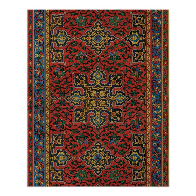 Póster Pérsia Rug Carpet Red Blue Classic (Frente)
