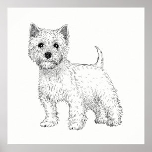 Póster Persiga as montanhas ocidentais Terrier da arte do