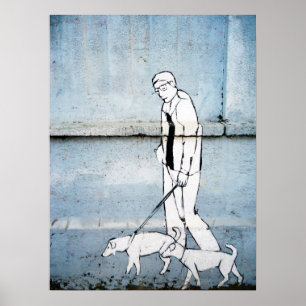 Póster persiga grafites do caminhante na rua do