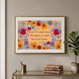 Poster Persiste como uma citação motivacional do Flor Frá