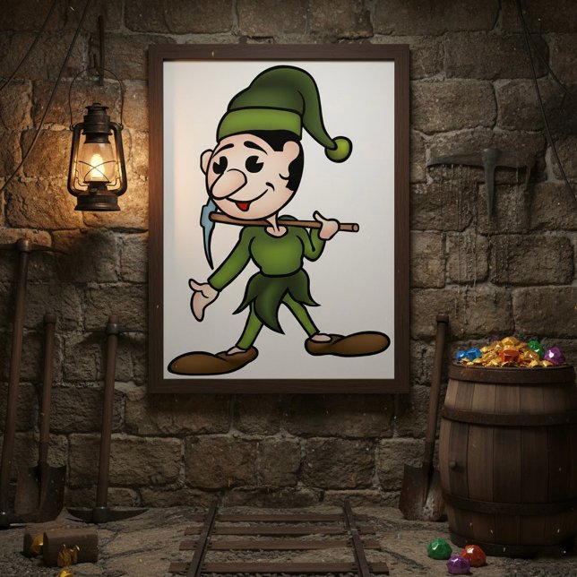 Poster Personagem Anão Verde com Picareta (Criador carregado)