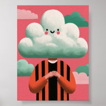Personagem Cabeça de Nuvem Arte Surreal Excêntrica