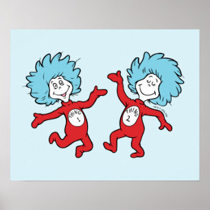 Poster Personagem Coisa 1 e Coisa 2 do Dr. Seuss