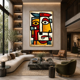 Poster Personagem Cubista Primitivo 1 Arte Abstrata Negri